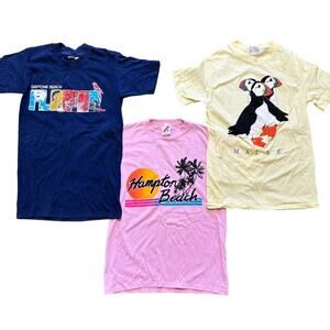 VTG 80s (3) Short Sleeve Destination T-shirts Single stitch Made in USA SZ XS